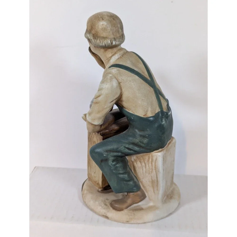 Vintage Hand Painted Alco Mr Fix It Old Man Clock Repairman Porcelain Figurine